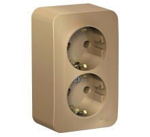 Blanca Титан О/У с изолирующей пластиной Титан Розетка 2-ая с заземлением без шторок 16А, 250В  BLNRA010214  SE