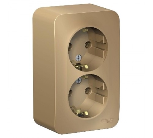 Blanca Титан О/У с изолирующей пластиной Титан Розетка 2-ая с заземлением без шторок 16А, 250В  BLNRA010214  SE