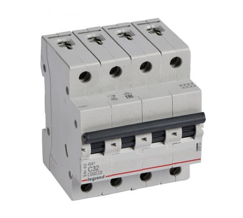 Выключатель автоматический четырехполюсный RX3 4500 32А C 4,5кА  419744  Legrand