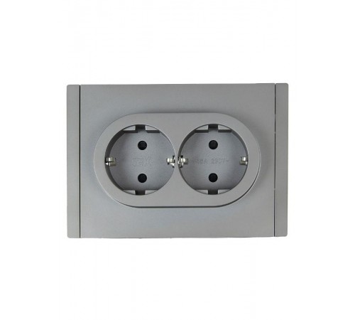 FORTE&PIANO Розетка 2-я с заземлением со шторками безвинтовое крепление 16А FP523 сталь  FP-R24-16-1-K46  IEK