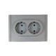 FORTE&PIANO Розетка 2-я с заземлением со шторками безвинтовое крепление 16А FP523 сталь  FP-R24-16-1-K46  IEK