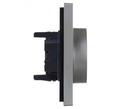 FORTE&PIANO Розетка 2-я с заземлением со шторками безвинтовое крепление 16А FP523 сталь  FP-R24-16-1-K46  IEK