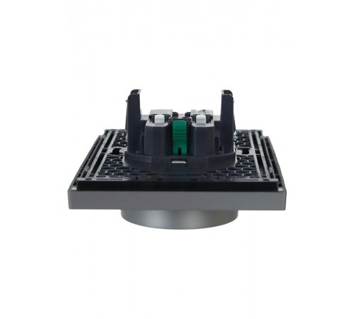 FORTE&PIANO Розетка 2-я с заземлением со шторками безвинтовое крепление 16А FP523 сталь  FP-R24-16-1-K46  IEK