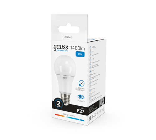 Лампа светодиодная LED 15Вт E27 220В 6500К Elementary A60  23235  Gauss
