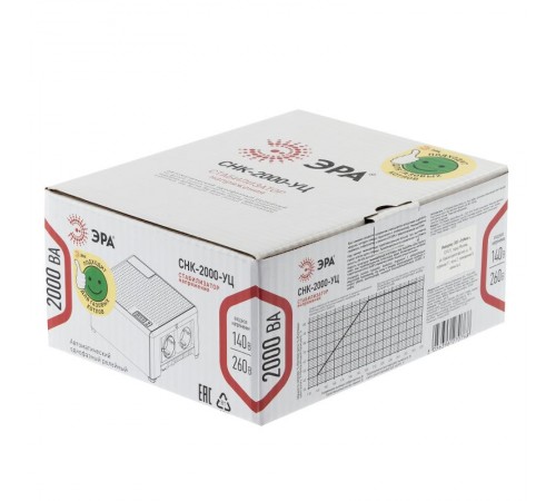 Стабилизатор напряжения   CНК-2000-УЦ компактный универсальный, 140-260В/220В, 2000ВА  Б0051112  ЭРА