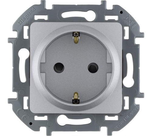 Inspiria Алюминий Розетка с заземлением С/У со шторками 16А без рамки  673732  Legrand