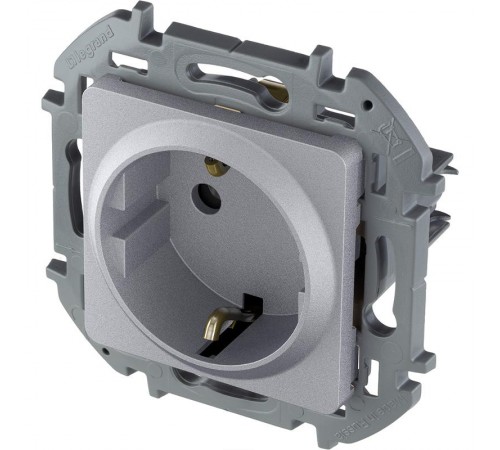 Inspiria Алюминий Розетка с заземлением С/У со шторками 16А без рамки  673732  Legrand