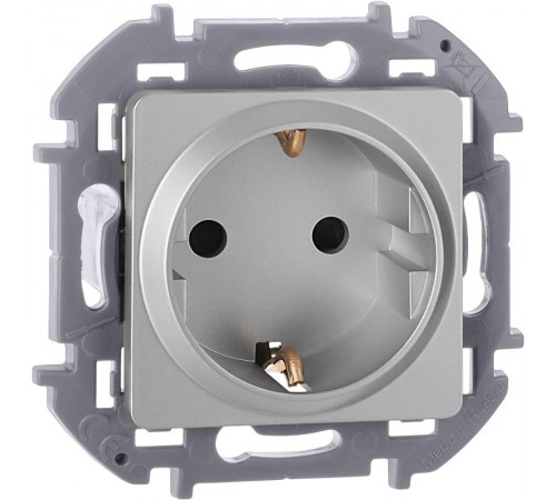 Inspiria Алюминий Розетка с заземлением С/У со шторками 16А без рамки  673732  Legrand