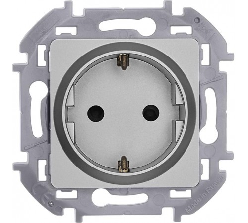 Inspiria Алюминий Розетка с заземлением С/У со шторками 16А без рамки  673732  Legrand