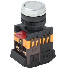 Кнопка ABLFS-22 белый d22мм неон/240В 1з+1р   BBT30-ABLFS-K01  GENERICA