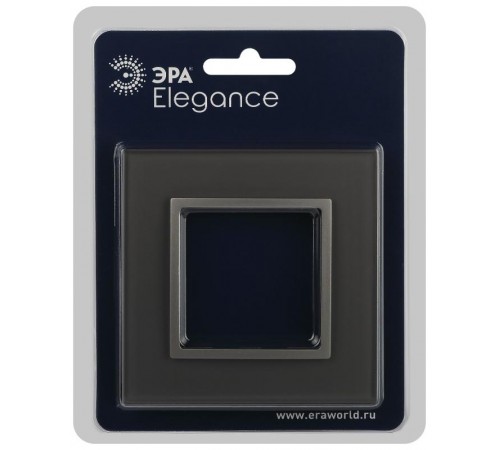 Рамка для розеток и выключателей Elegance 14-5101-16 на 1 пост, стекло, титан  Б0065833  ЭРА