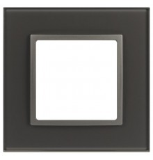 Рамка для розеток и выключателей Elegance 14-5101-16 на 1 пост, стекло, титан  Б0065833  ЭРА