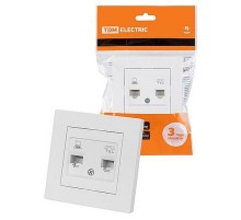 Розетка телефонная RJ11 + компьютерная RJ45 белая "Сенеж"   SQ1816-0048  TDM