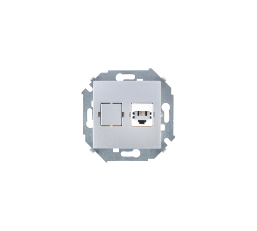Simon 15 Алюминий Розетка телефонная RJ11, винт. зажим  1591480-033  Simon