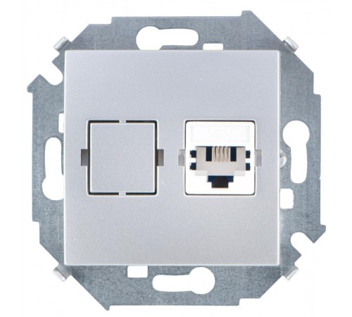 Simon 15 Алюминий Розетка телефонная RJ11, винт. зажим  1591480-033  Simon