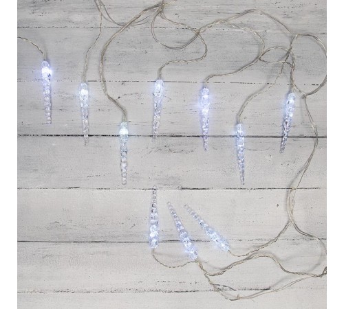 Гирлянда Сосульки 1,5х0,25 м, прозрачный провод, белый цвет свечения  303-068  NEON-NIGHT