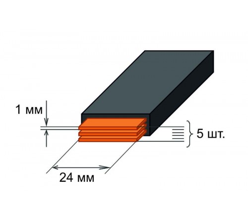 Шина медная гибкая изолированная ШМГ 5х(24x1мм) 2м.   SQ0828-0004  TDM