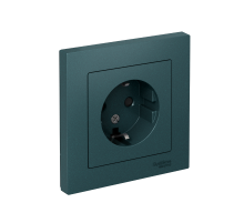 AtlasDesign Изумруд Розетка с заземлением со шторками, 16А, (в сборе с рамкой)  ATN000844  SE