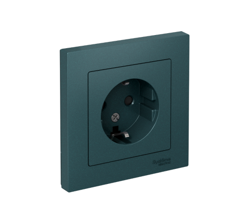 AtlasDesign Изумруд Розетка с заземлением со шторками, 16А, (в сборе с рамкой)  ATN000844  SE