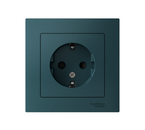 AtlasDesign Изумруд Розетка с заземлением со шторками, 16А, (в сборе с рамкой)  ATN000844  SE
