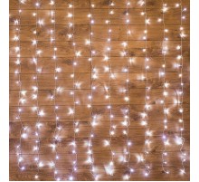 Дождь (занавес) 1,5х1,5 м, прозрачный ПВХ, 144 LED, белый, IP20, с контроллером, не соединяется  235-015  NEON-NIGHT