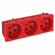 Розетка тройная 33° франц. стандарт, с кодом, 250 В, 16A (красный) (STD-F3K SRO3)  6120326  OBO Bettermann