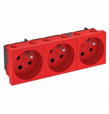 Розетка тройная 33° франц. стандарт, с кодом, 250 В, 16A (красный) (STD-F3K SRO3)  6120326  OBO Bettermann