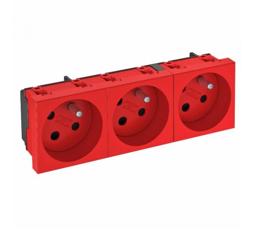 Розетка тройная 33° франц. стандарт, с кодом, 250 В, 16A (красный) (STD-F3K SRO3)  6120326  OBO Bettermann