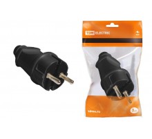 Вилка прямая с/з черная 16А 250В   SQ1806-0004  TDM