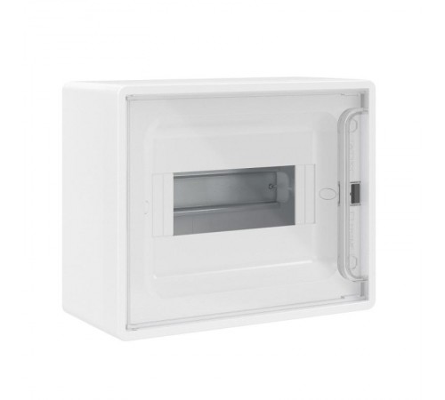 Щиток 8 мод настенный FRAME, белый с прозрачной дверцей, с 2 шинами PEN  на 6 и 8 отв.  F08W1WT  DKC