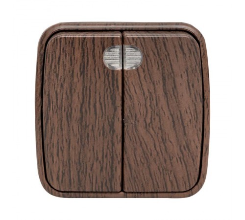 Выключатель 2-клавишный ОП Минск 10А с индикатором тёмное дерево EKF  EGV10-123-40  EKF