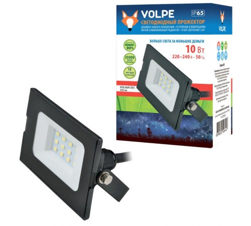 Прожектор светодиодный ULF-Q513 10W/RED IP65 220-240В BLACK  10вт, красный свет, черный  UL-00005810  Volpe