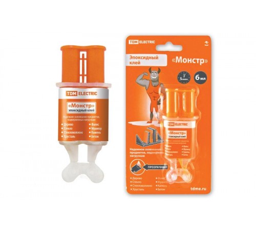 Клей эпоксидный "Монстр", прозрачный, шприц, 6 мл  SQ0542-0006  TDM