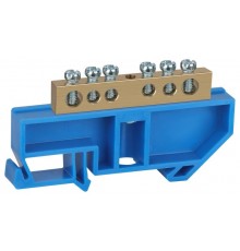 Шина PE "земля" на DIN-изол ШНИ-8х12-6-Д-синий NO-222-50 Б0033378  ЭРА