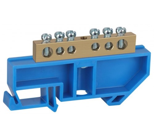 Шина PE "земля" на DIN-изол ШНИ-8х12-6-Д-синий NO-222-50 Б0033378  ЭРА