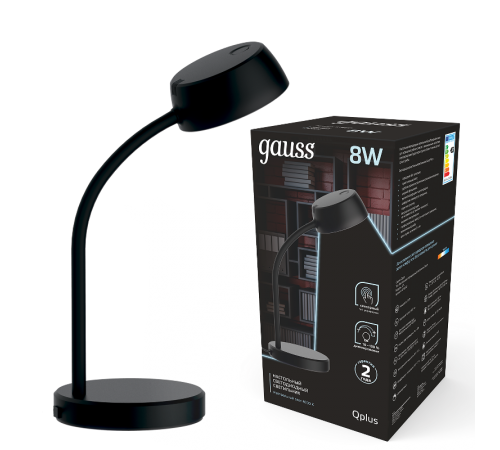 Светильник настольный Qplus GTL601 8W 600lm 4000K 170-265V черный диммируемый LED 1/8  GT6012  Gauss