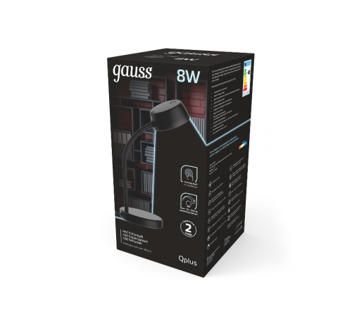 Светильник настольный Qplus GTL601 8W 600lm 4000K 170-265V черный диммируемый LED 1/8  GT6012  Gauss
