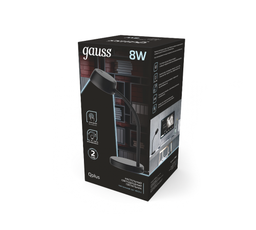 Светильник настольный Qplus GTL601 8W 600lm 4000K 170-265V черный диммируемый LED 1/8  GT6012  Gauss