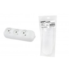 Колодка розеточная 3 гнезда 2П б/з 10А 250В белая серии "Народная"  SQ1806-0416  TDM