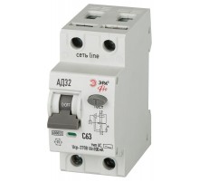 АВДТ 6кА  PRO D326E2C63АC100P АД-32 электронное 1P+N C63 100мА тип АC защита 270В   Б0059122  ЭРА