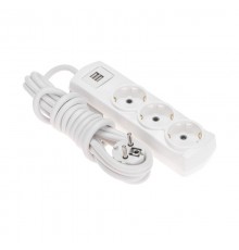 Удлинитель PREMIUM 3 гнезда, 3м, 3х1,5мм, с/з, 2 USB, белый  13-4110  REXANT