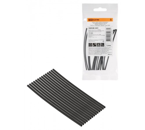 Набор трубок термоусаживаемых, клеевых "Моноцвет, черный 1,5/0,6 "  SQ0548-3201  TDM