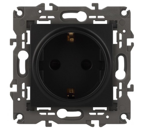 14-2101-05 Розетка с заземлением, 16A-250В, IP20, Эра Elegance, антрацит  Б0034269  ЭРА