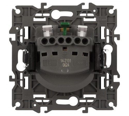 14-2101-05 Розетка с заземлением, 16A-250В, IP20, Эра Elegance, антрацит  Б0034269  ЭРА