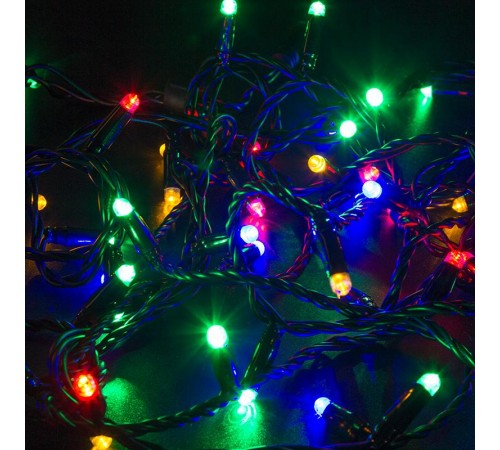 Гирлянда Нить 10м, постоянное свечение, черный ПВХ, 230В, цвет: Мультиколор  305-179  NEON-NIGHT