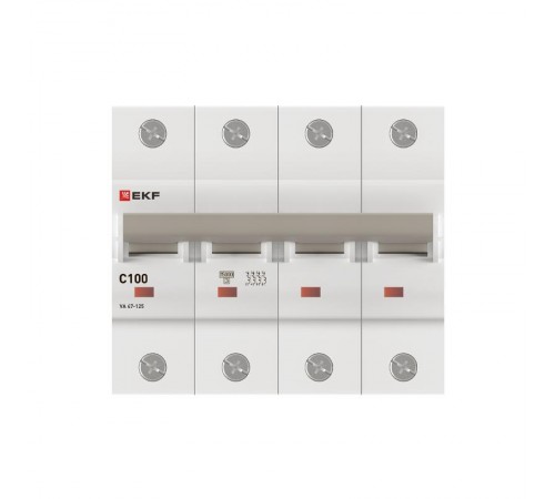 Выключатель автоматический четырехполюсный ВА 47-125 100А C 15кА PROxima  mcb47125-4-100C  EKF