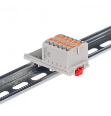 Блок распределительный с верт. адапт. на рейки шириной 15/35мм, зажим push-in, 12 точки подкл. 2,5 кв.мм, серый  DTP1-012-04SPUG-V  DKC