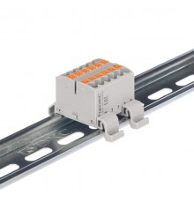 Блок распределительный с гориз. адапт. на рейку шириной 35мм, зажим push-in, 12 точки подкл. 2,5 кв.мм, серый  DTP1-012-04SPUG-H  DKC