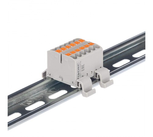 Блок распределительный с гориз. адапт. на рейку шириной 35мм, зажим push-in, 12 точки подкл. 2,5 кв.мм, серый  DTP1-012-04SPUG-H  DKC