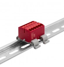 Блок распределительный с гориз. адапт. на рейку шириной 35мм, зажим push-in, 12 точки подкл. 2,5 кв.мм, красный  DTP1-012-04SPUR-H  DKC